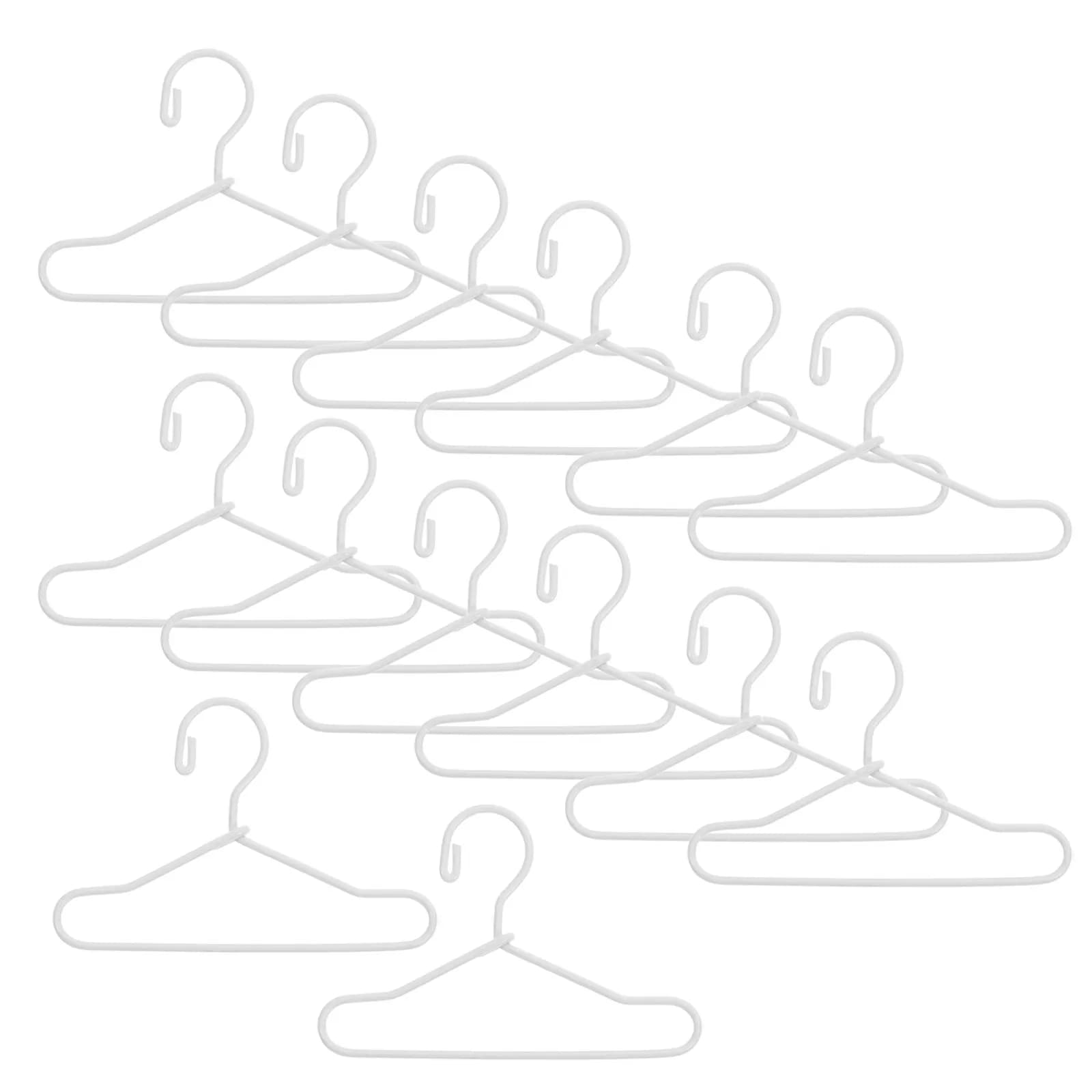 24Pcs Miniature Clothes Hangers 40Mm Metal for Clothing Storage Craft Projects Tiny Outfit Display Tools White