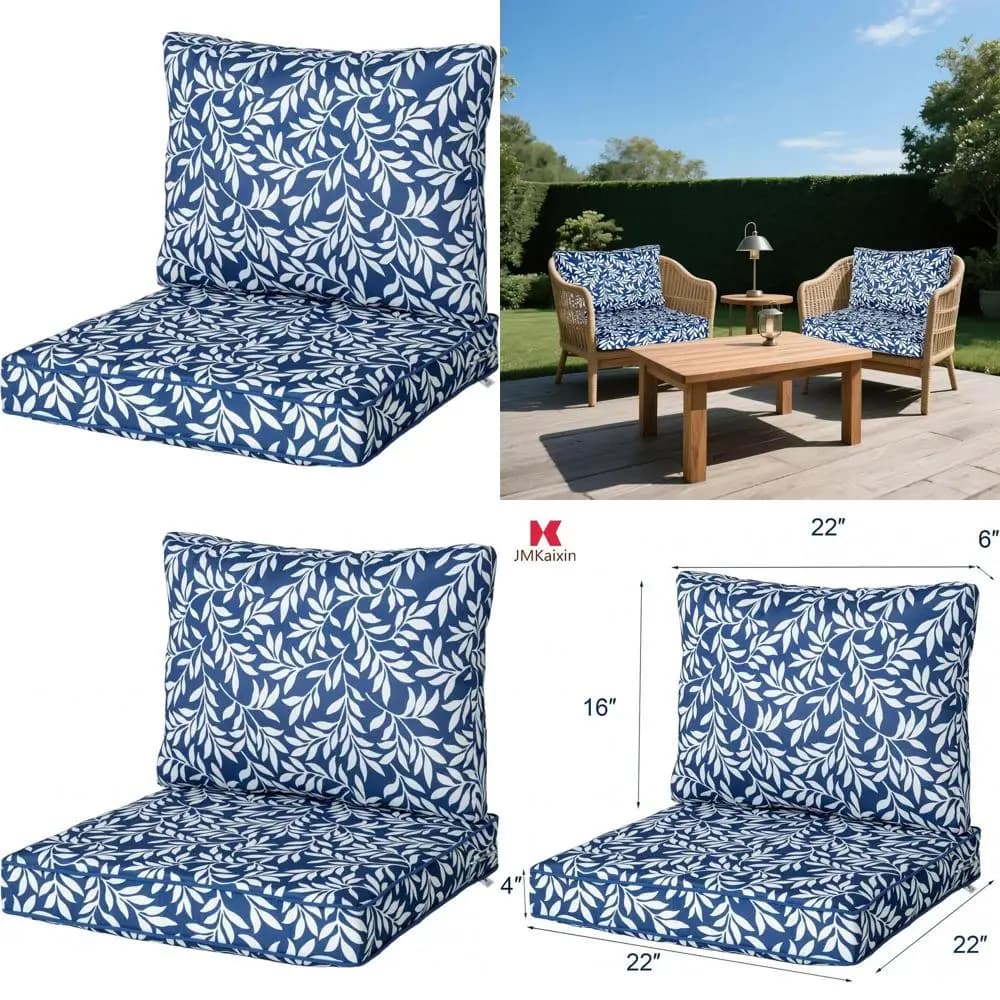 Set di cuscini per sedie da giardino - Cuscini per sedili da esterno, impermeabili, 22x22 con cerniera