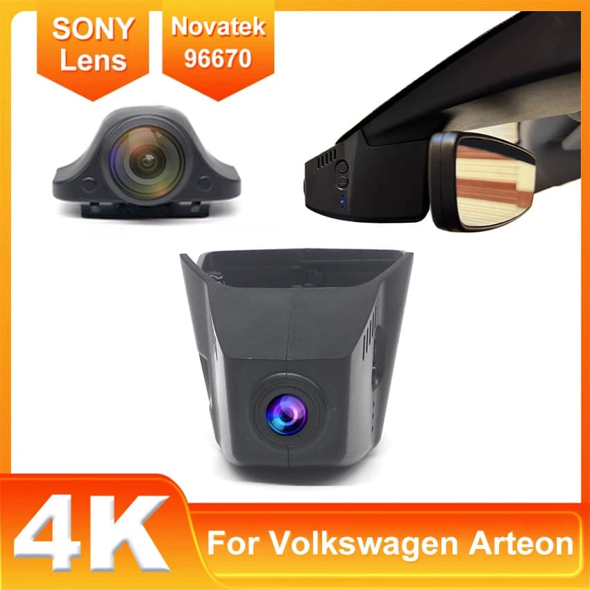 Telecamera Dash Cam 4K Anteriore e Posteriore per Volkswagen Arteon 2019-2025, Registratore DVR Auto con WIFI