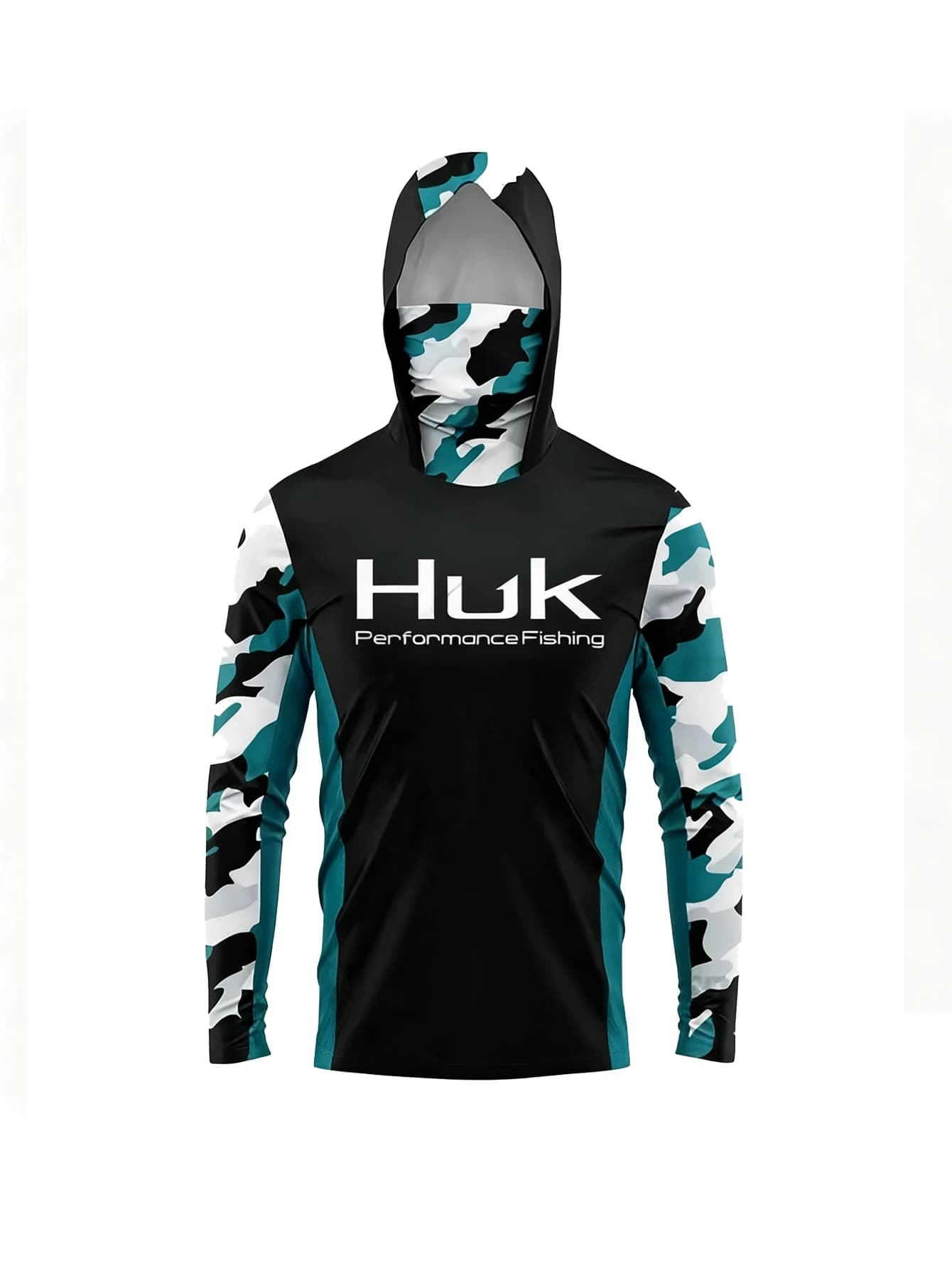 Maglia da Pesca con Maschera, Protezione UV per Uomo, Abbigliamento Outdoor, Felpa da Pesca a Maniche Lunghe Traspirante e Performante