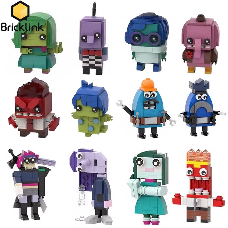 Bricklink MOC 40749 All'interno Anime Figure Joy Sadness Anger Fear Disgust Bing Bong Mattoni Set di teste Building Blocks Giocattoli per bambini Regalo