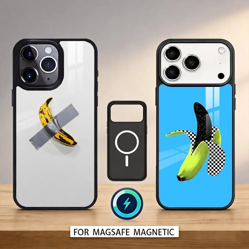 1PC Cover per iPhone A-Andy W-Warhol Art Banana per iPhone 17, 16, 15, 14, 13, 12, Pro, Max con ricarica wireless magnetica MagSafe