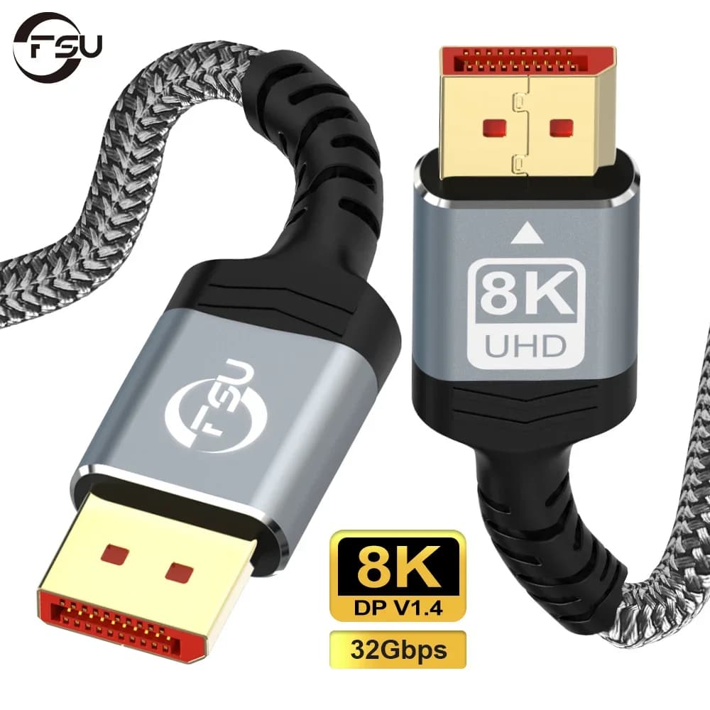 Cavo DisplayPort FSU 8K 1.4, cavo DP 8K@60Hz,4K@144Hz,2K@240Hz, frequenza di aggiornamento elevata 240Hz per monitor da gioco, HDR, scheda grafica, TV