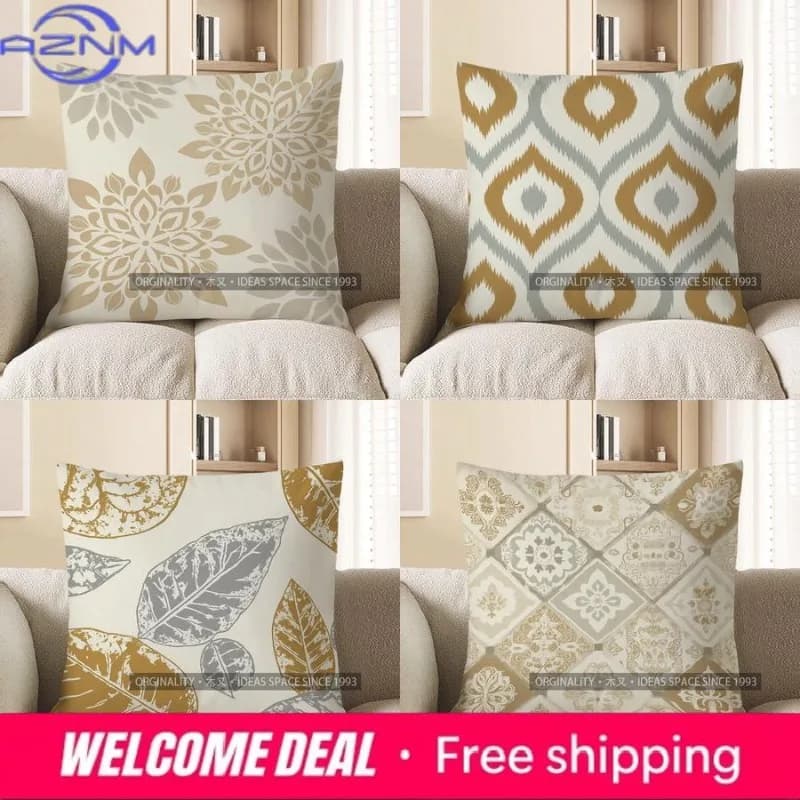 Fodera per cuscino con motivo floreale mandala per decorazioni per la casa, adatta per divano, camera da letto, auto