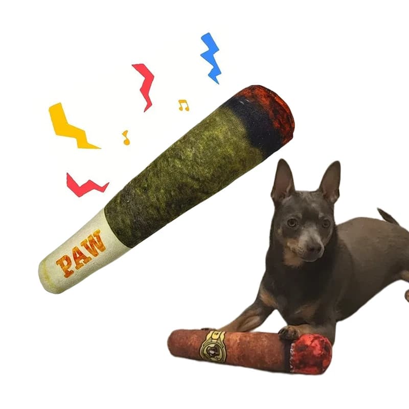 Giocattoli articolari per cani Divertente disegno interattivo di sigaro per cani Peluche stridulo Giocattoli per animali domestici Macinazione dei denti Giocattolo da masticare creativo per cani di piccola taglia media