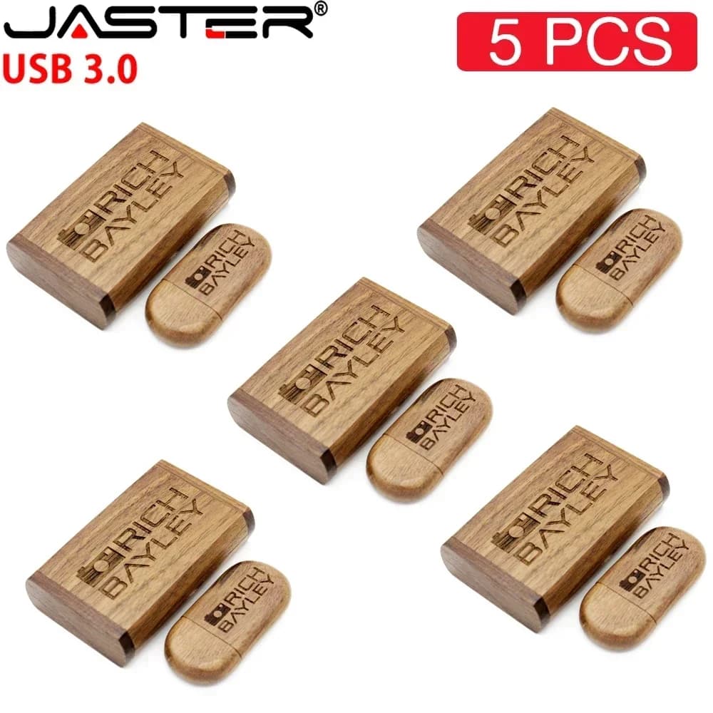 5 PZ/LOTTO JASTER USB 3.0 USB in Legno + Box Pen drive 4 GB 16 GB 32 GB 64 GB USB Flash Drive Pendrive Memory stick 1 PZ Logo personalizzato gratuito