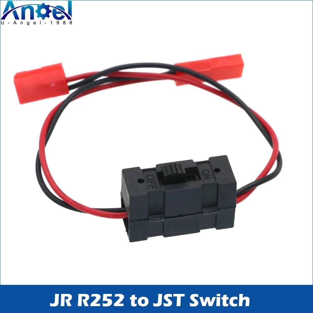 2 Pezzi Interruttore RC Uangel con Connettore JR On-Off e Spina Maschio di Ricambio per Auto RC, Camion, Aereo, Elicottero - Ricambi Ricevitore Interruttore RC