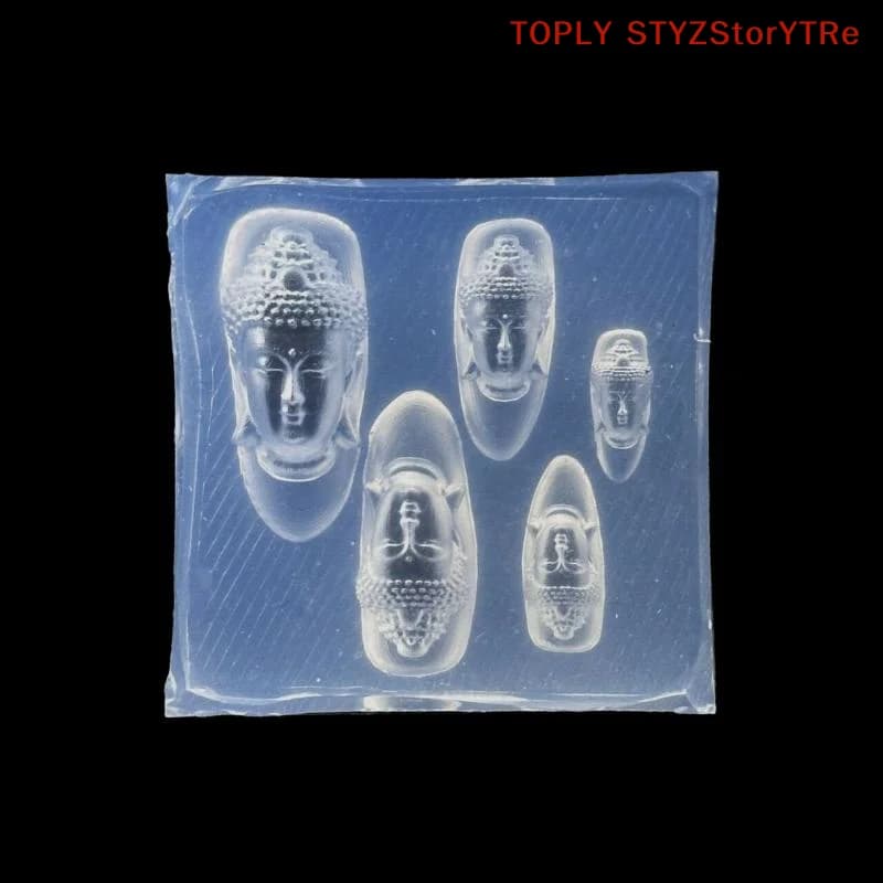 Stampo per decorazioni per unghie in silicone God of Wealth con testa di Buddha 3D per modello manicure
