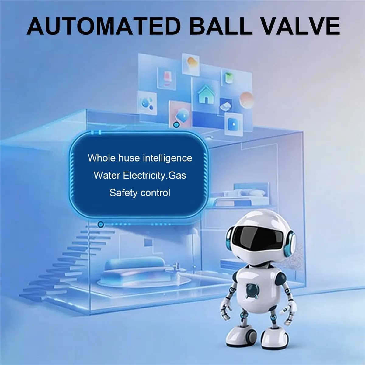 Controller Valvola Intelligente WIFI AA86 con Controllo Remoto tramite APP, Valvola a Sfera Wireless Automatizzata per EWeLink, Spina EU DN15