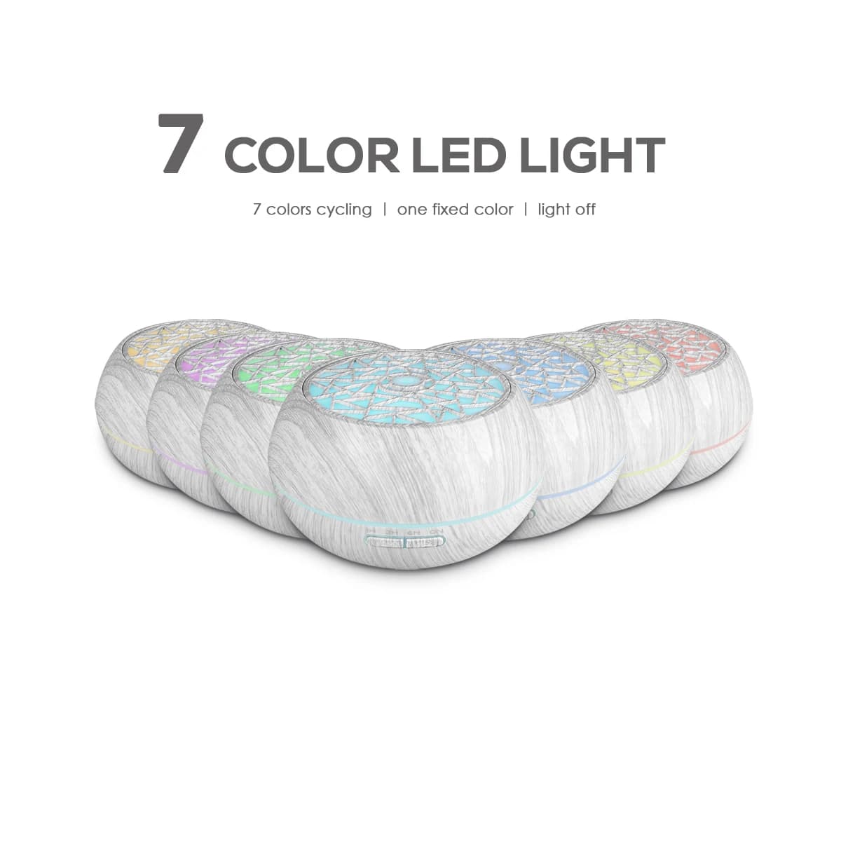 Diffusore di Aromi per Famiglie da 550ml, Ultrasonico con Effetto Legno, Telecomando, 7 Luci LED e 6 Oli Essenziali