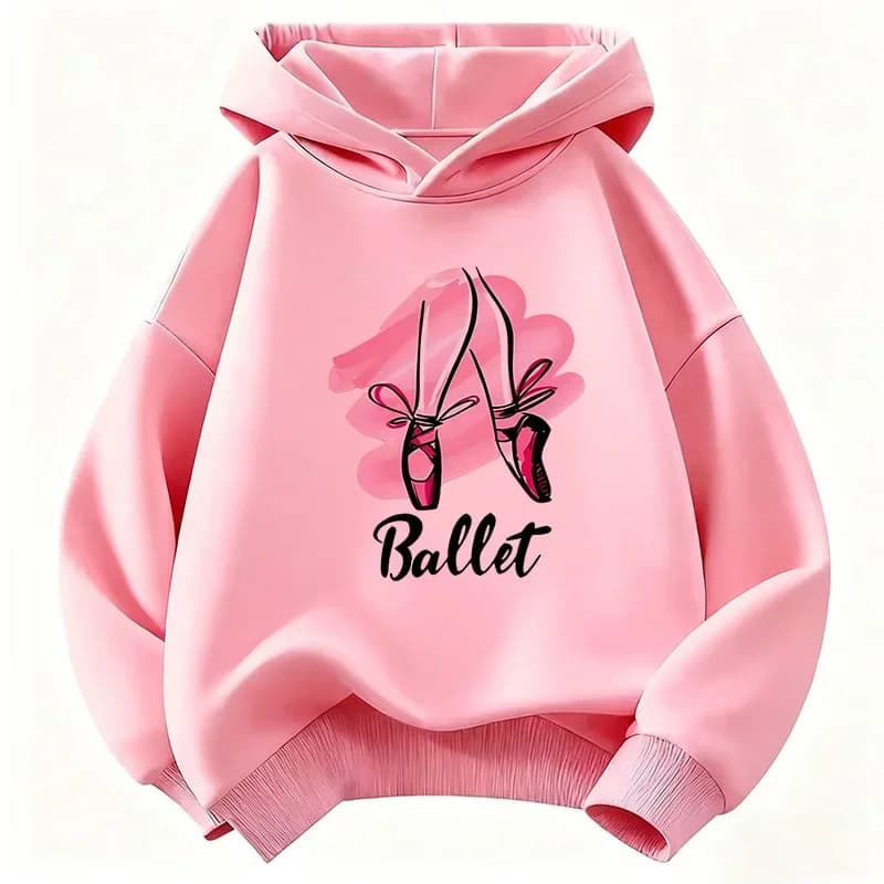 Felpa con Cappuccio per Bambine Stile Scarpe da Danza Classica, Abbigliamento Casual Autunno Primavera Anni '90