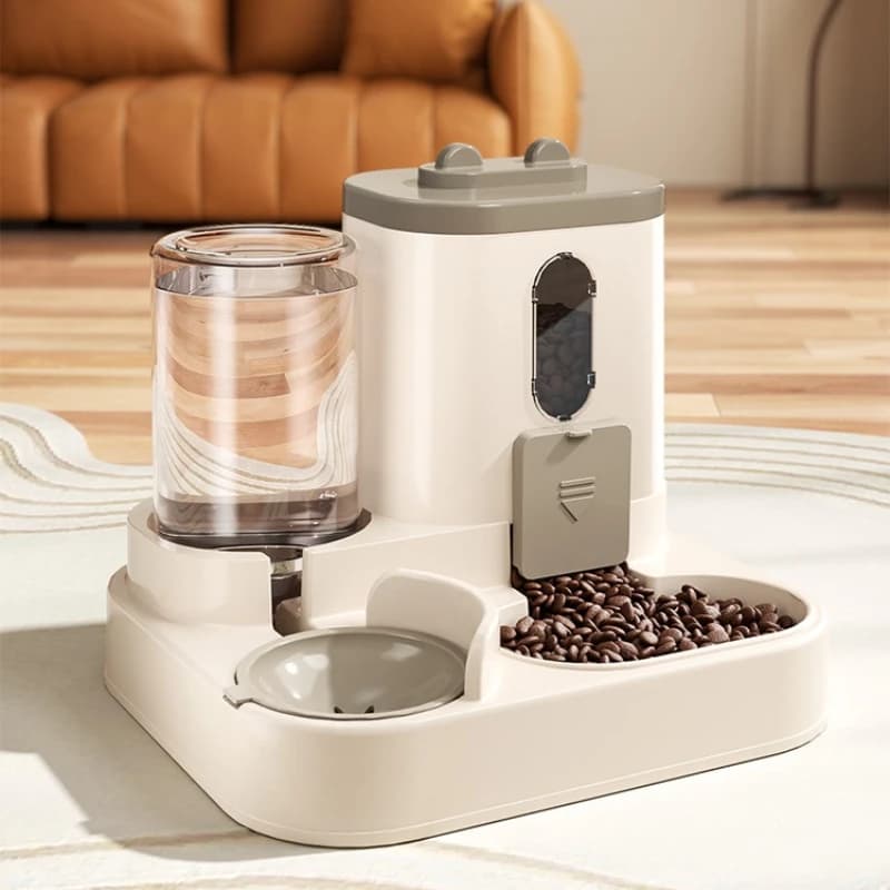 BB-Cat Bowl Automatic Feeder with Spill Proof Design with Water Fountain Pet Food Dispenser for Small Medium Large Cats Dogs