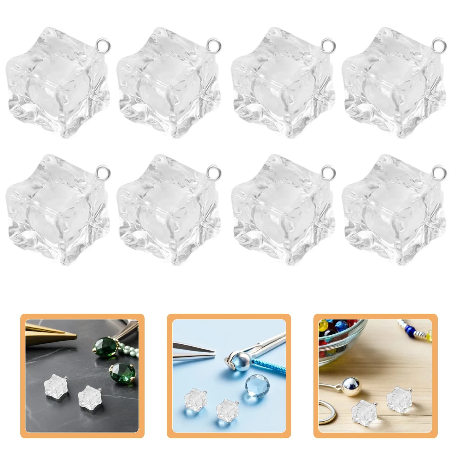 20Pcs Elegant Ice Shaped Charms for DIY Jewelry Making Necklace Pendant Earring Accessories Craft Decorative Ice Pendant