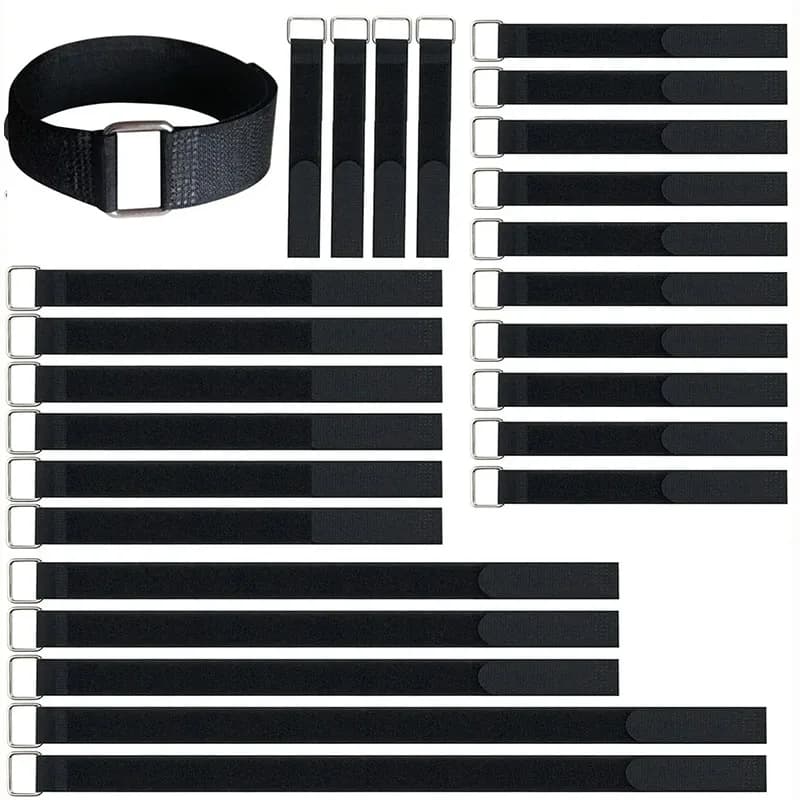 5Pcs Reusable With Metal Buckle Hook Loop Strap Cable Ties Cable Straps For Wire Organizer Fastener Ties 20/30/40cm