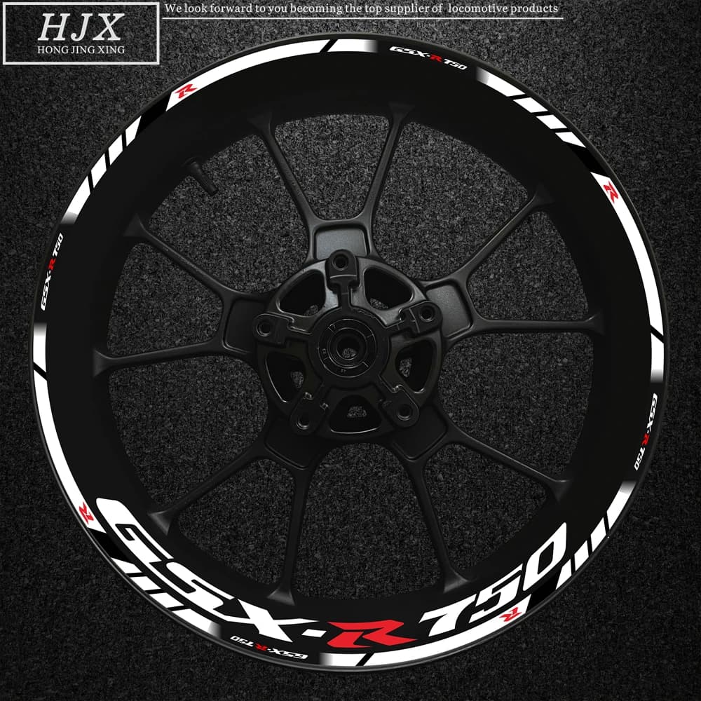 Adatto per ruote Suzuki da 17 pollici su moto, decalcomania GSX-R750 Cerchioni decorativi Gsxr 750r set completo