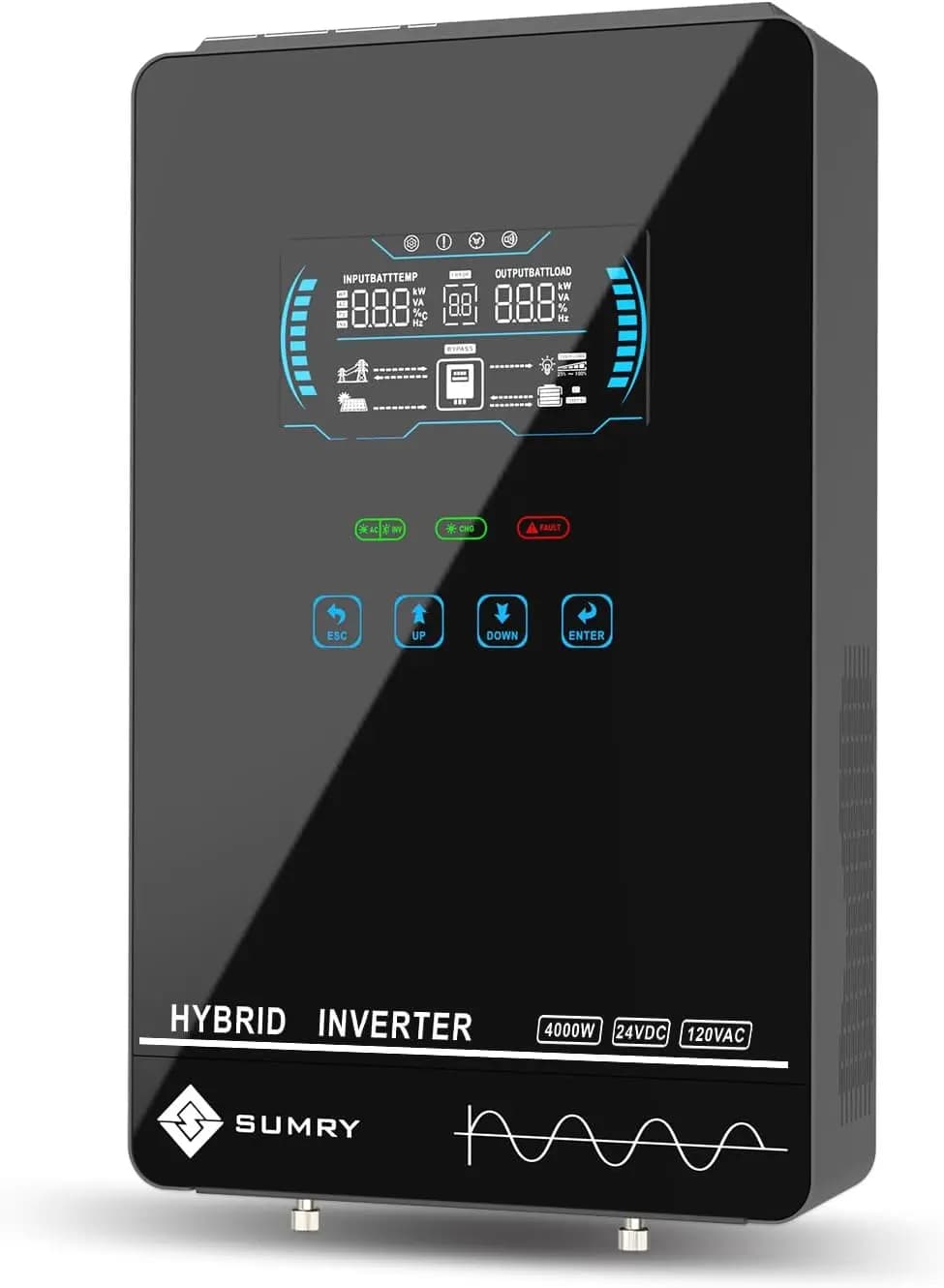 Power Converter, Glass Top Cover with LCD Display, 140A MPPT Charging Regulator, Supports Battery-Free Battery or AGM Lithium Batteries