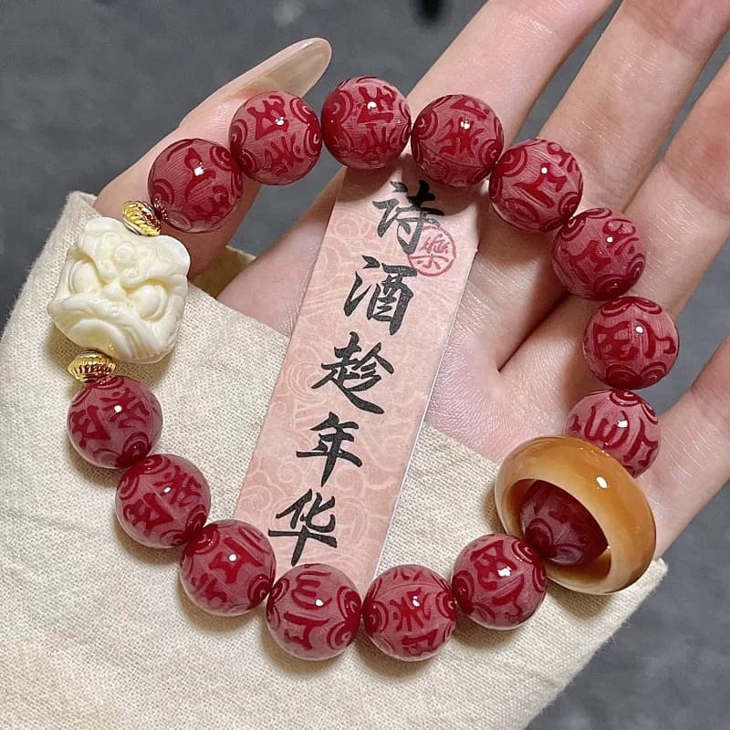 Genuine Goods Bodhi bracciale Mantra da uomo a sei caratteri da collezione-rosario autografo Fortune Good Luck Charm Ornament