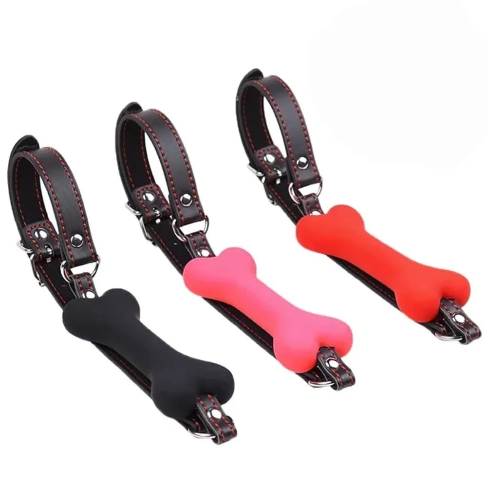 Sexy Collare in Pelle con Bavaglio e Plug Orale in Silicone a Forma di Osso di Cane, BDSM Bondage, Prodotti Erotici per Coppie, Giocattoli Sessuali Orali per Donne