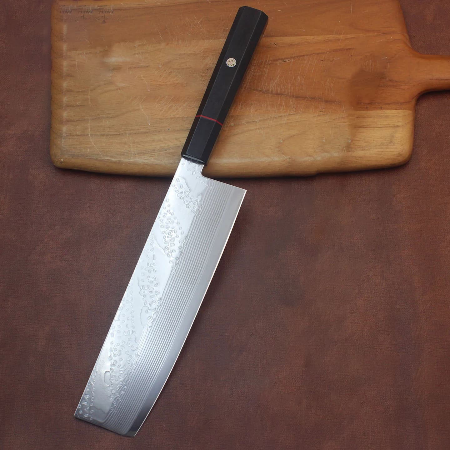 Nakiri knife 8.3 inch 33 layers Damascus steel Lama VG10 Bue horn and Manico in Ebano Mannaia to slice Chef Professional Kitchen knife