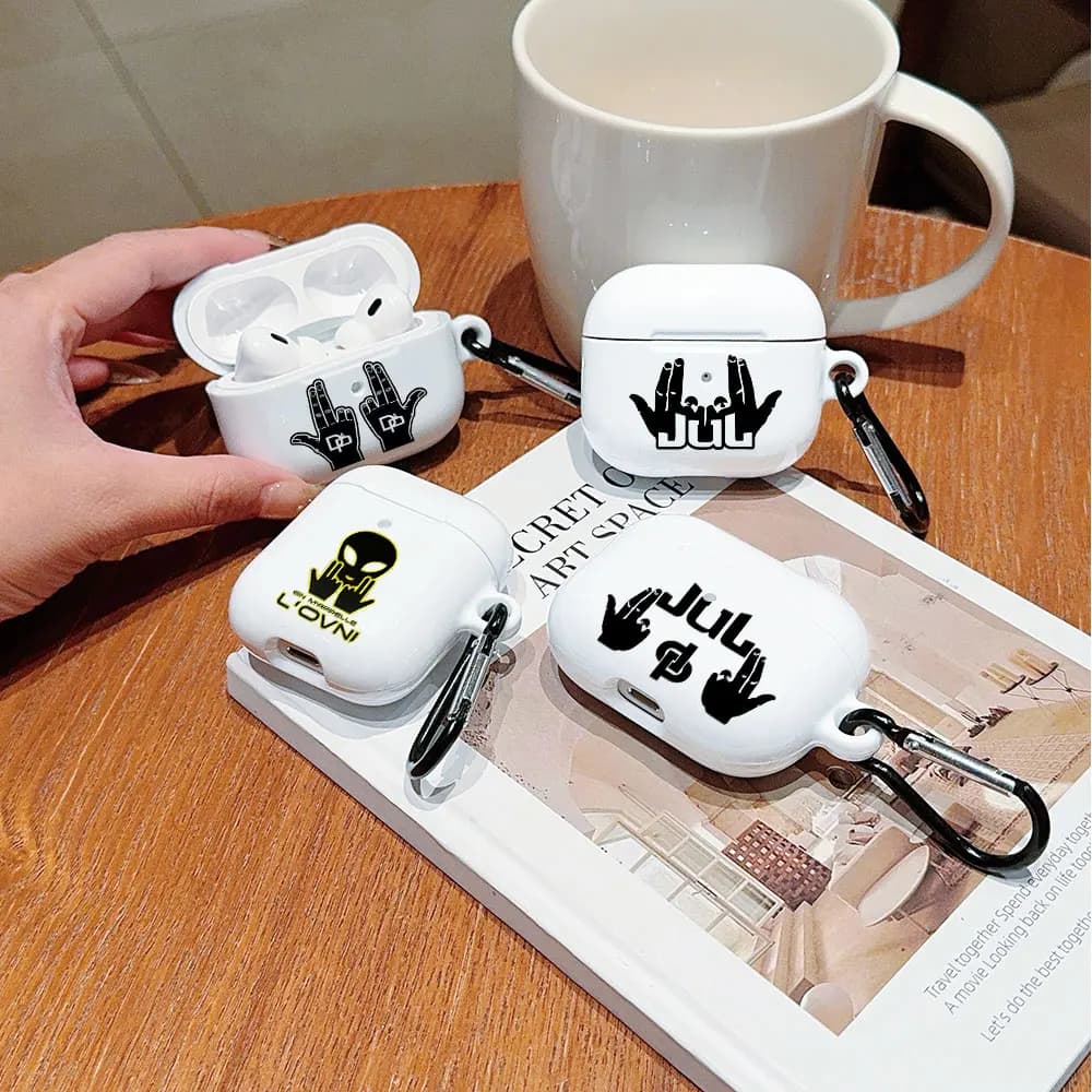 Hot Rapper Custodia protettiva antiurto lucida HD rigida per auricolari per PC per AirPods 1 2 3 4 Pro Pro2 J-JuL-L-con gancio in metallo