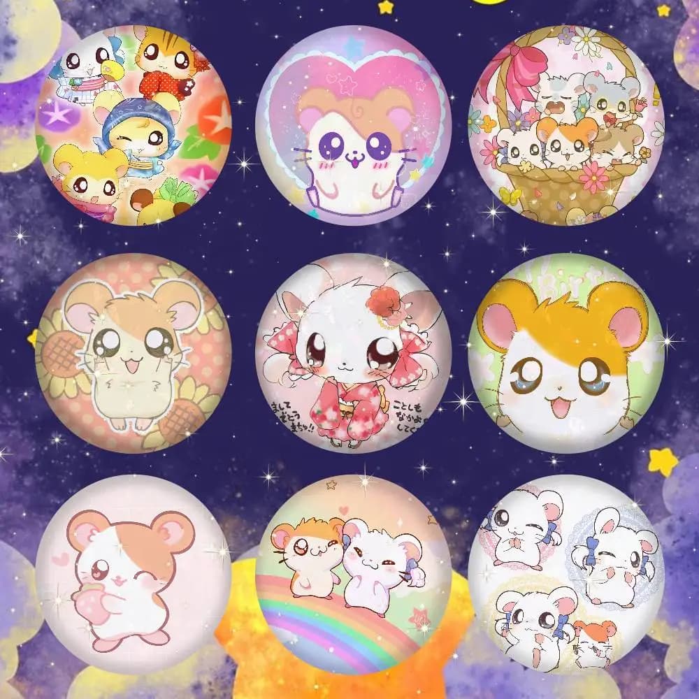 Hamtaro Cute Hamster Tinplate Brooch Figure Icon Badge Handmade Brooches for Backpack Clothes Decoration