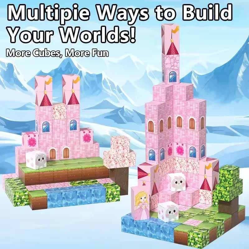Pink Castle Magnetic Building Block Toy Set Suitable For DIY Operations it Help Improve Hand Skill And Creativity Children Gifts