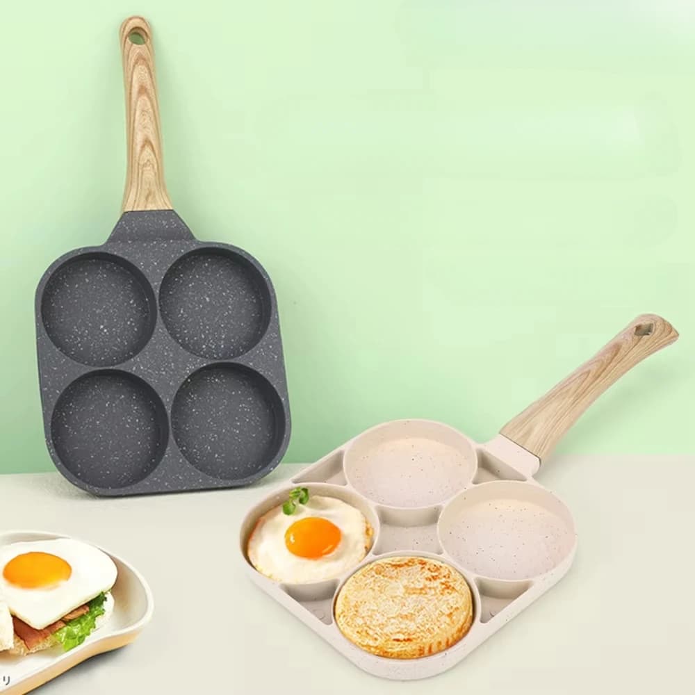 Padella per frittata a 4 fori Pentola per frittata addensata antiaderente Uovo Pancake Bistecca Padelle Pane di Amburgo Colazione Maker Pentole a induzione