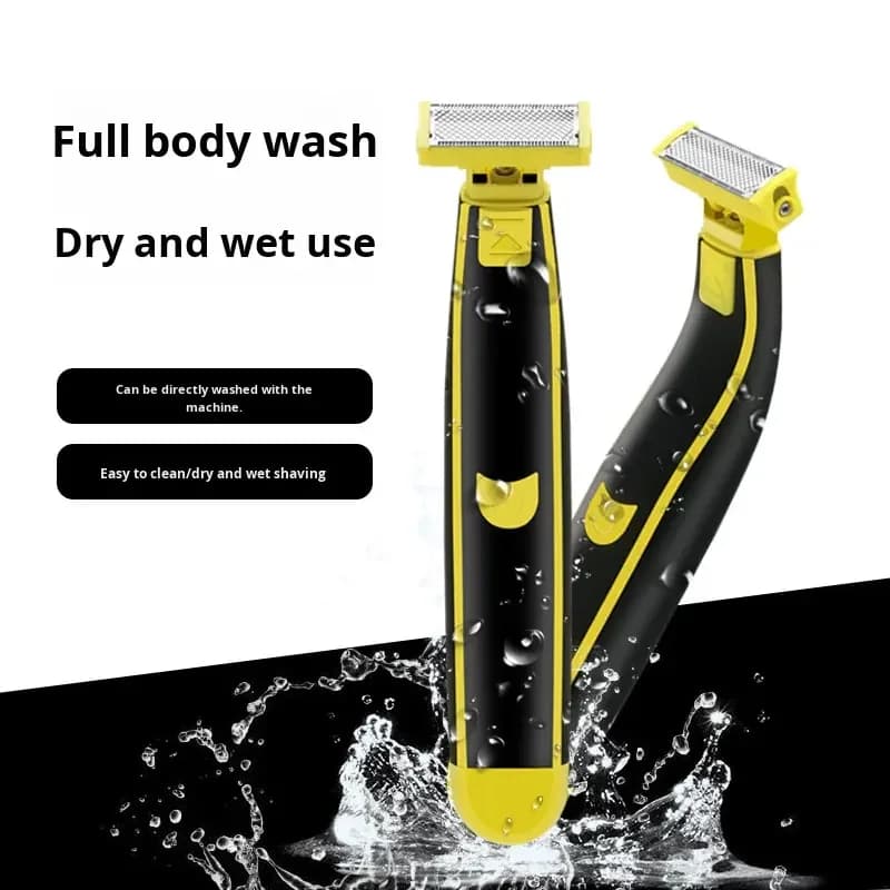 Rasoio elettrico impermeabile e lavabile per la rimozione dei peli con testina per la cura del corpo e del viso, ideale per la rasatura di barba e inguine.