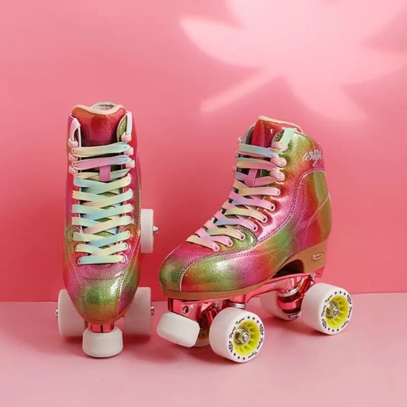Unisex Double Line Roller Skate, Steel Brackets, Sport Patines, Skating Boots, Fashion Skate Gears, Size 30-49, Pro Quad Skate