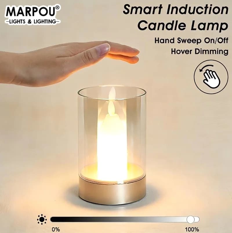 LED Electric Candles Lamp USB Rechargeable Dimmable Motion Sensor Candle Light Flameless Swinging Flame Christmas Wedding Gift