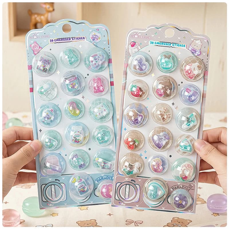 Adesivi Decorativi 3D a Forma di Capsule Cartoon Carine per Scrapbooking, Diario, Cancelleria, Regalo per la Scuola