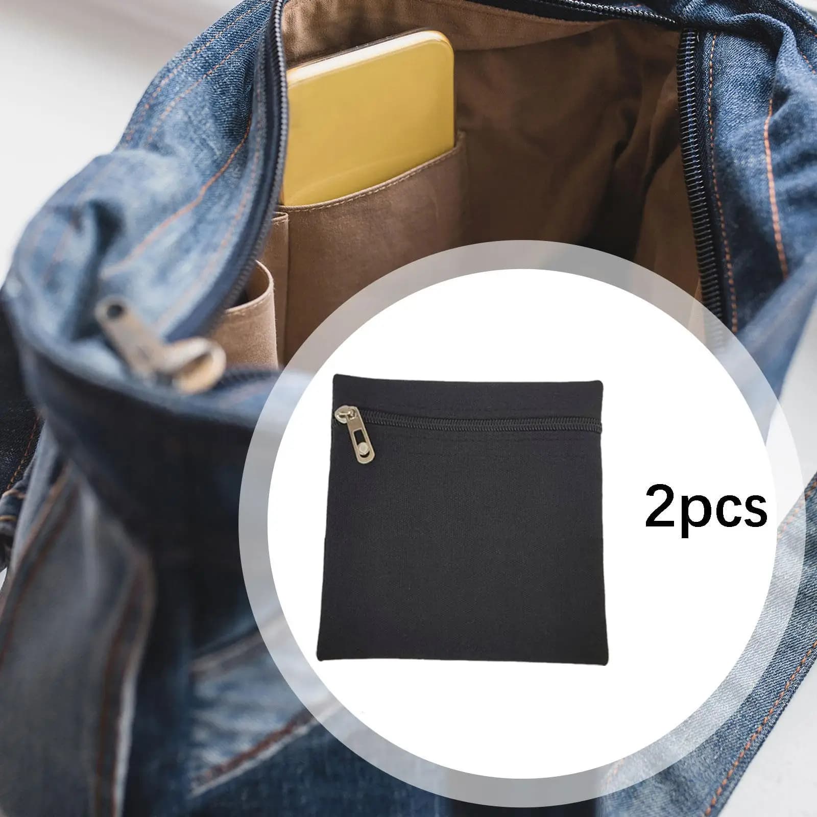 2 Pieces Sew in Pocket with Zipper Clothes Inner Pockets Sew on Pocket Canvas