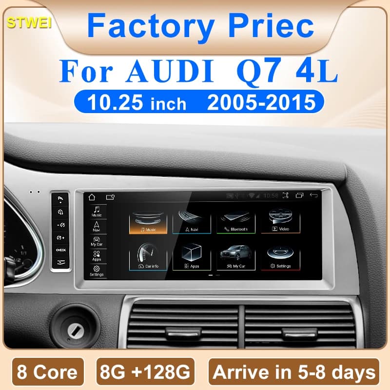 STWEI Nuova Auto Multimedia Senza Fili Android AUTO CarPlay Schermo da 10.25 pollici Per AUDI Q7 2005-2015 Anni Lettori Video per Auto GPS NAVI