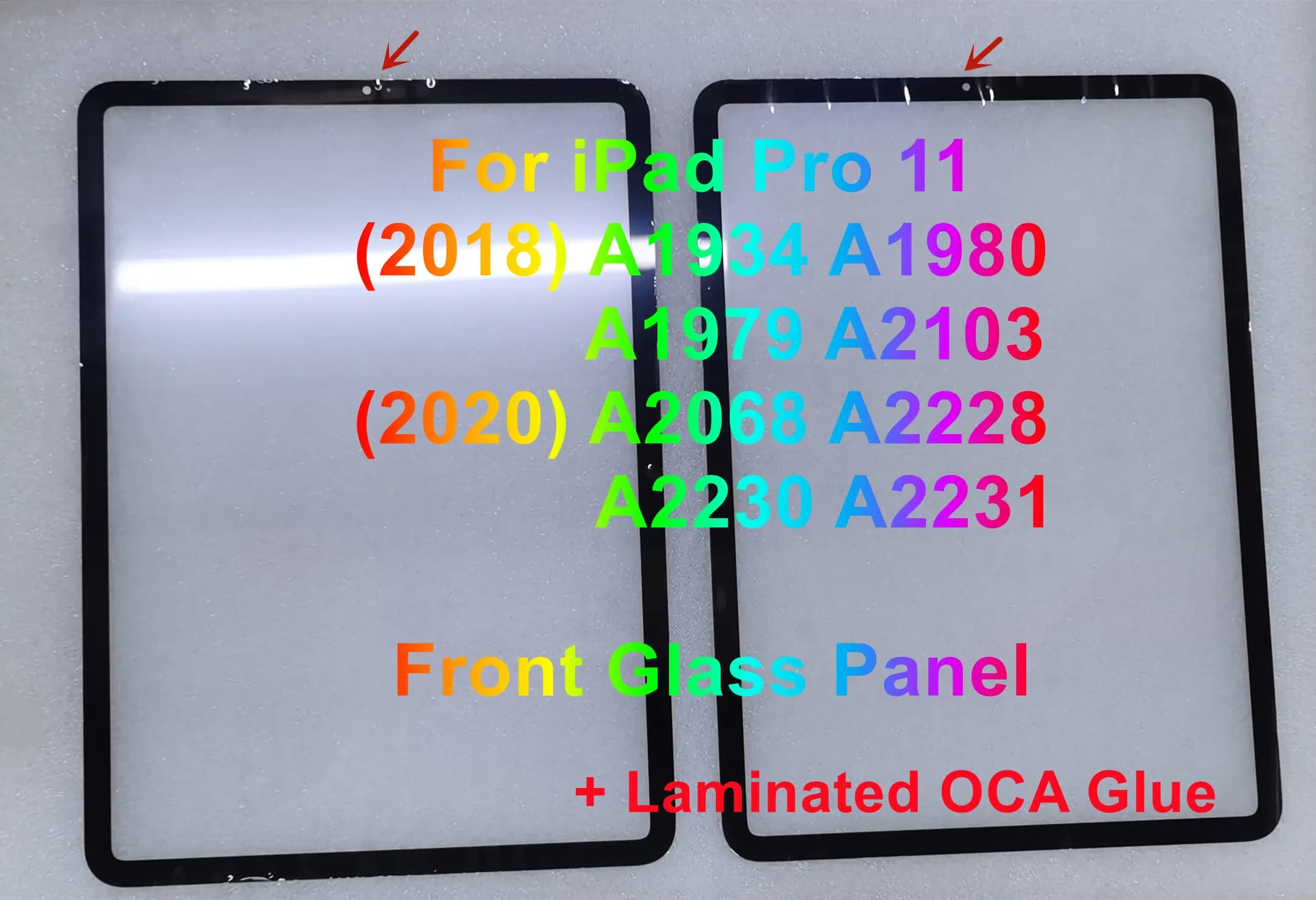 11 ''pollici per iPad Pro 11 pro11 (2018) A1934 A1980 A1979 A2103 (2020) A2068 A2228 A2230 A2231 pannello frontale in vetro + OCA laminato