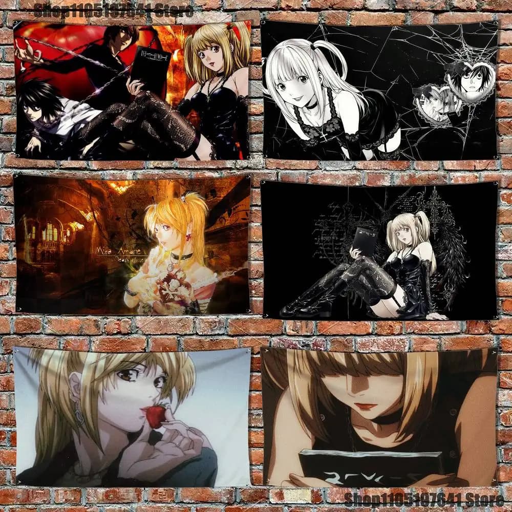Misa D-Death N-Note Flag Tapestry Banner For Bedroom Outdoor Living Room Restaurant Bar Wall Decor Party