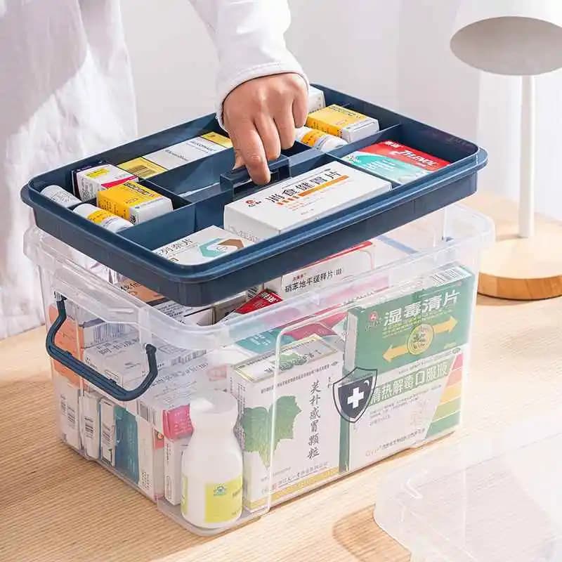 Grande Kit di Pronto Soccorso per Famiglie, Organizzatore per Esterni, Scatola per Medicinali di Emergenza in Plastica, Soluzioni di Stoccaggio Domestico