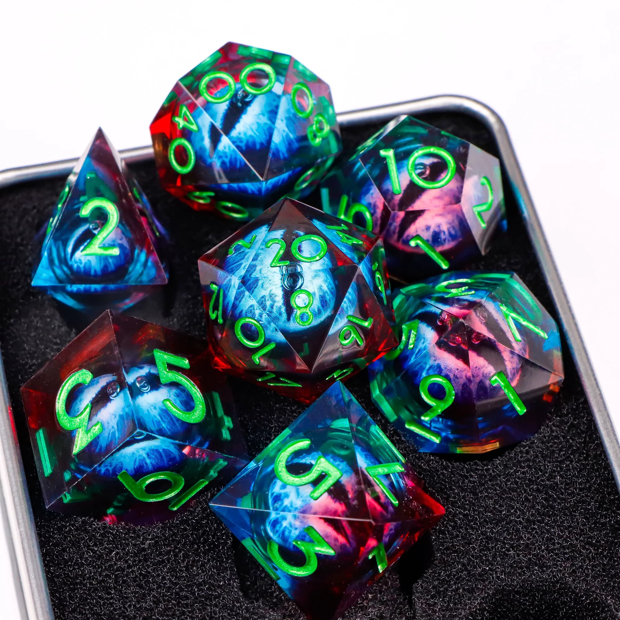 Set di dadi galleggianti per dadi poliedrici DnD per Dungeons and Dragons Dadi con bordo affilato Resina RPG D&D Dice D e D Regali