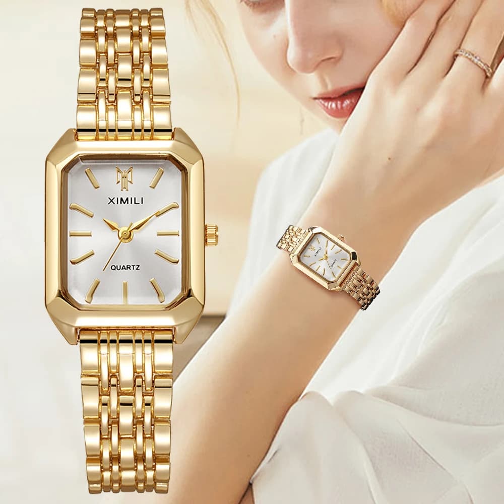 Women's Luxury Watches Quartz Watch With Rectangular Steel Strap Fashion Reloj Mujer Relogio Feminino Girl's Watch Gift