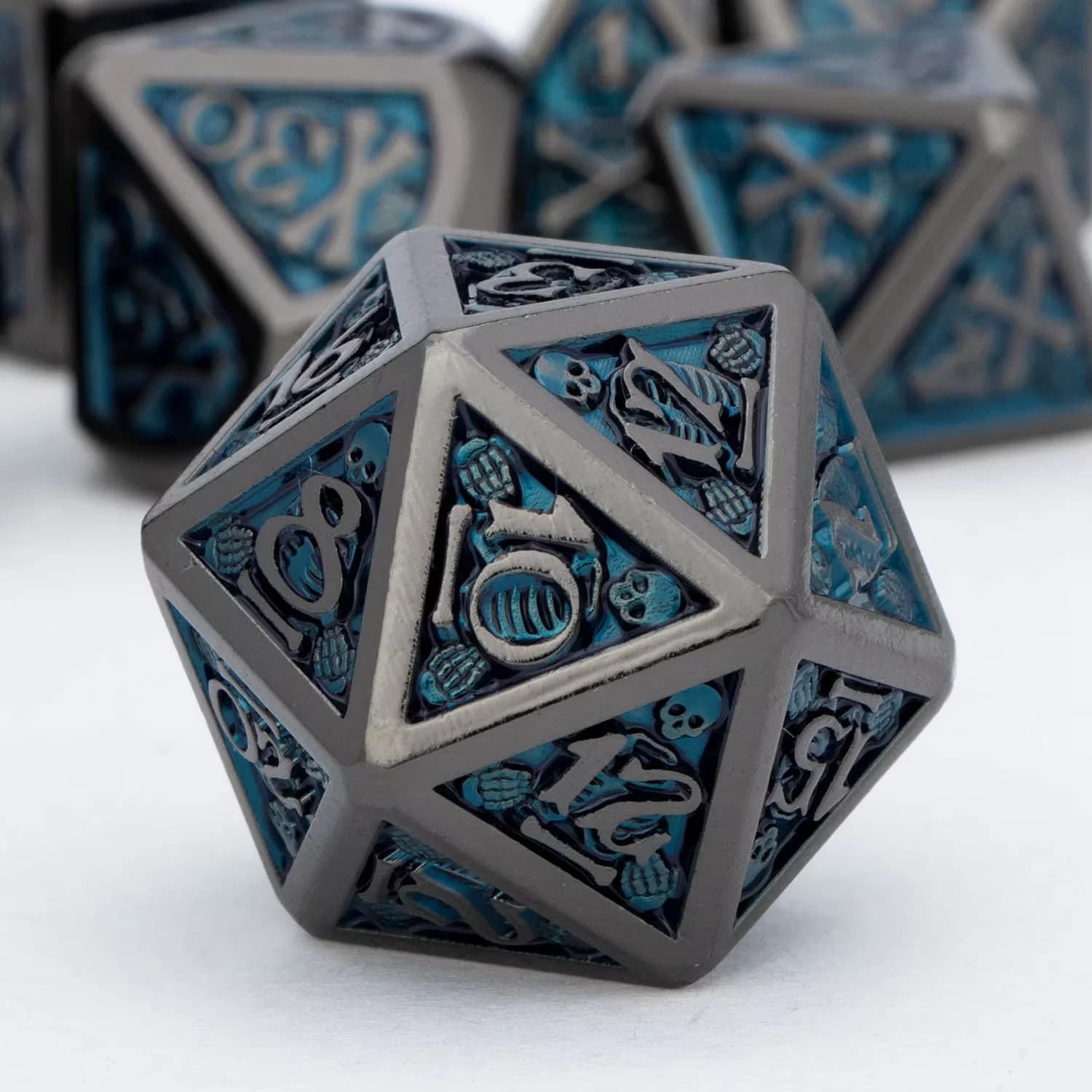 Set di Dadi D20 a Forma di Teschio in Metallo per D&D, Dungeons & Dragons, Pathfinder e Giochi di Ruolo da Tavolo