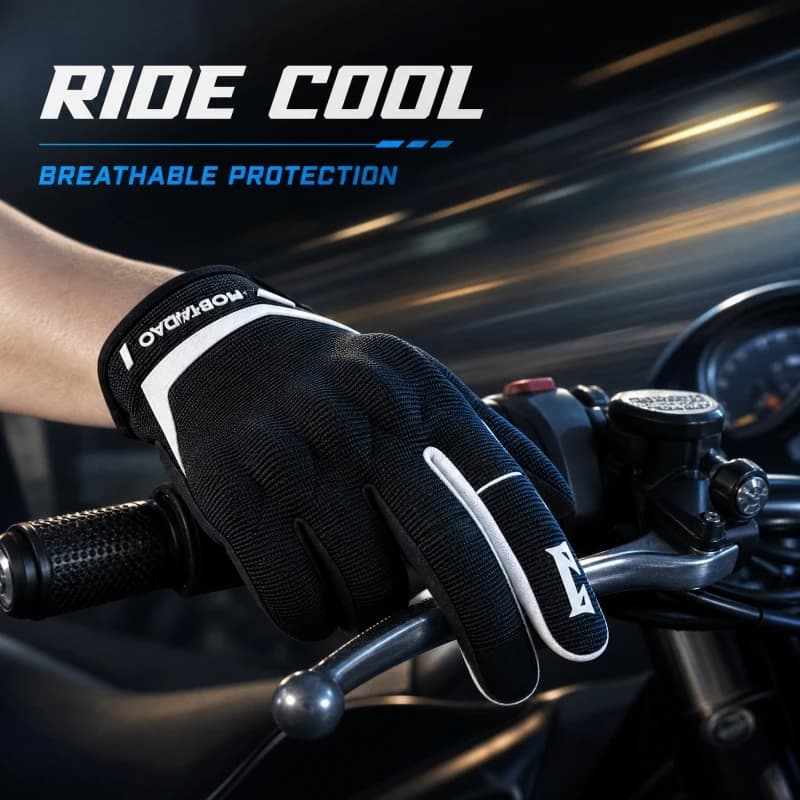 Summer Breathable Mesh Motorcycle Gloves Men Women Full Finger Anti-Slip Touchscreen Impact-Resistant Motocross Riding Gloves