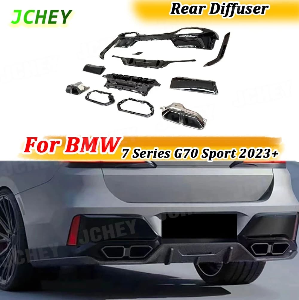 Per BMW Serie 7 G70 Sport 2023+ ABS Paraurti Posteriore Diffusore Spoiler Punte di Scarico Labbro Posteriore Diffusore Body Kit Accessori