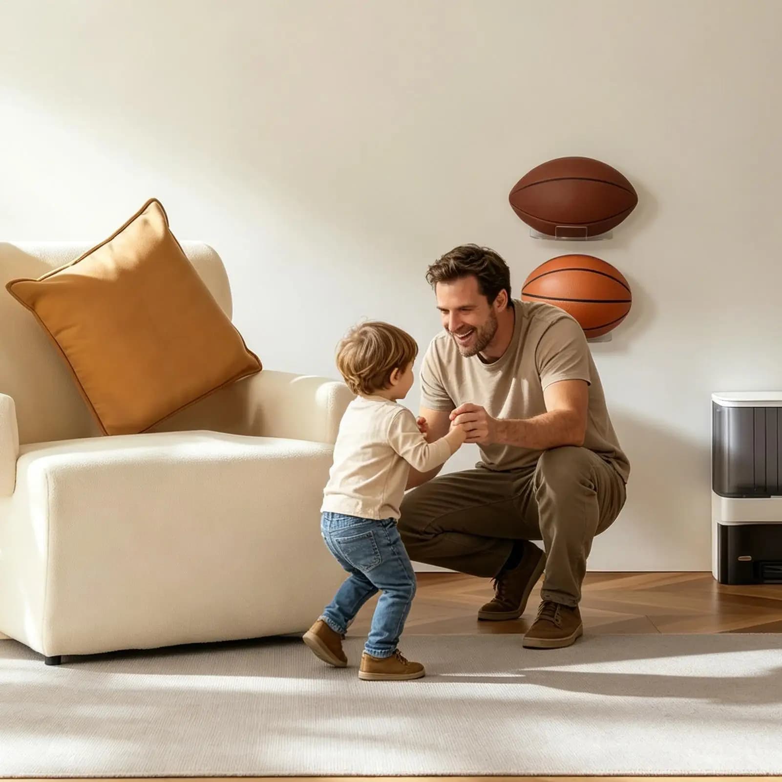 Espositore per palloni da basket in 2 pezzi, con cornice in acrilico, da parete, per softball, baseball, pallavolo