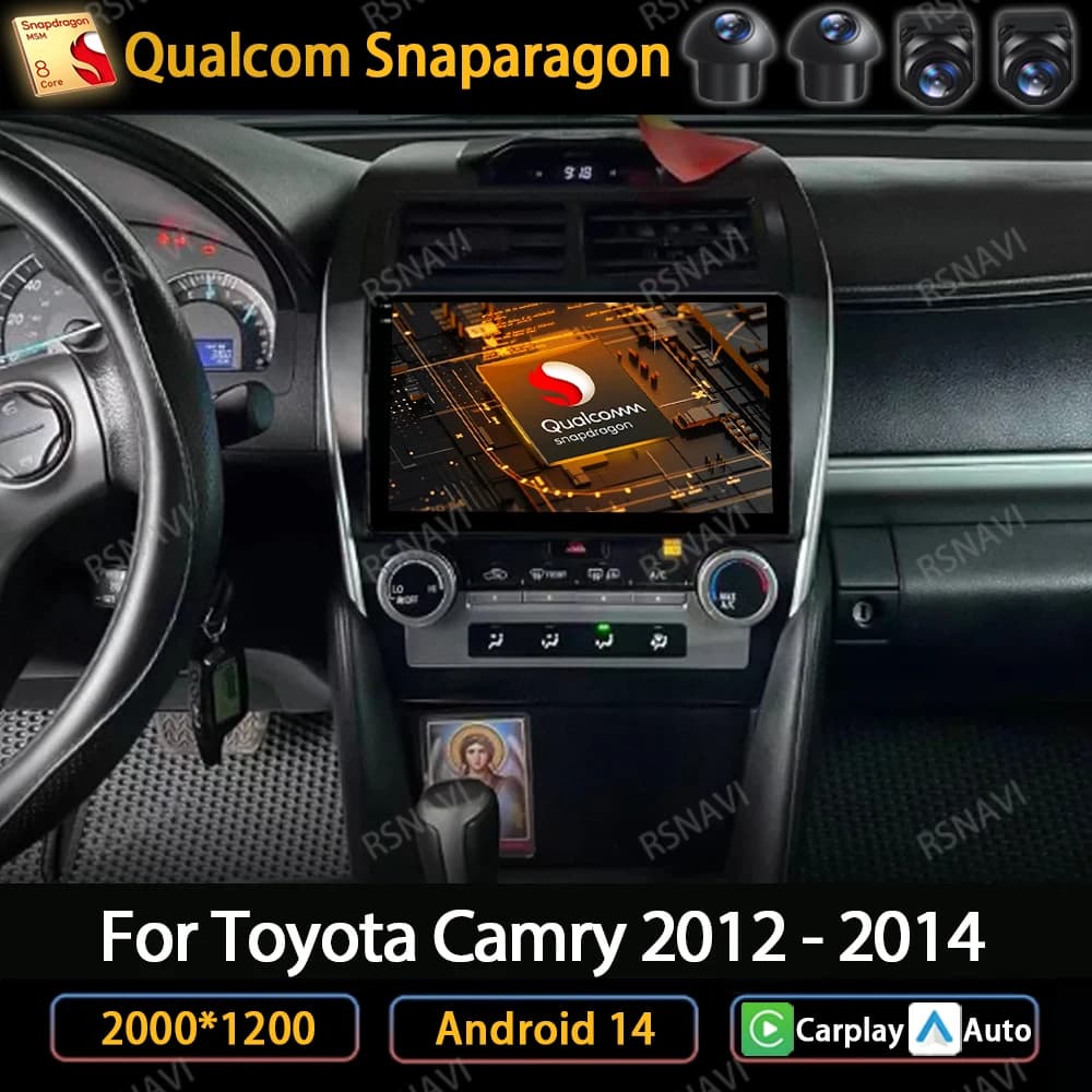 Android 14 Wireless CarPlay Auto Per Toyota Camry 7 XV 50 55 2012 - 2017 Autoradio Lettore Video Multimediale Navi GPS 4G WIFI QLED
