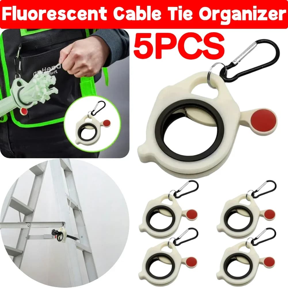 Organizzatore di fascette per cavi fluorescenti Porta fascette riutilizzabili con cerniera Fascette per cavi elettrici portatili Strumento di archiviazione per fascette per cavi