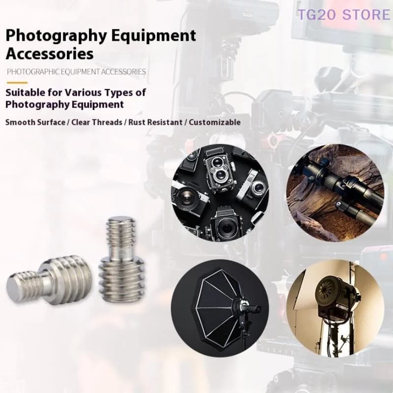 1/4' Male to 1/4 3/8' Male Screw Mount Adapter for Camera Threading for Tripod for Camera Monopiede Luminous Ring
