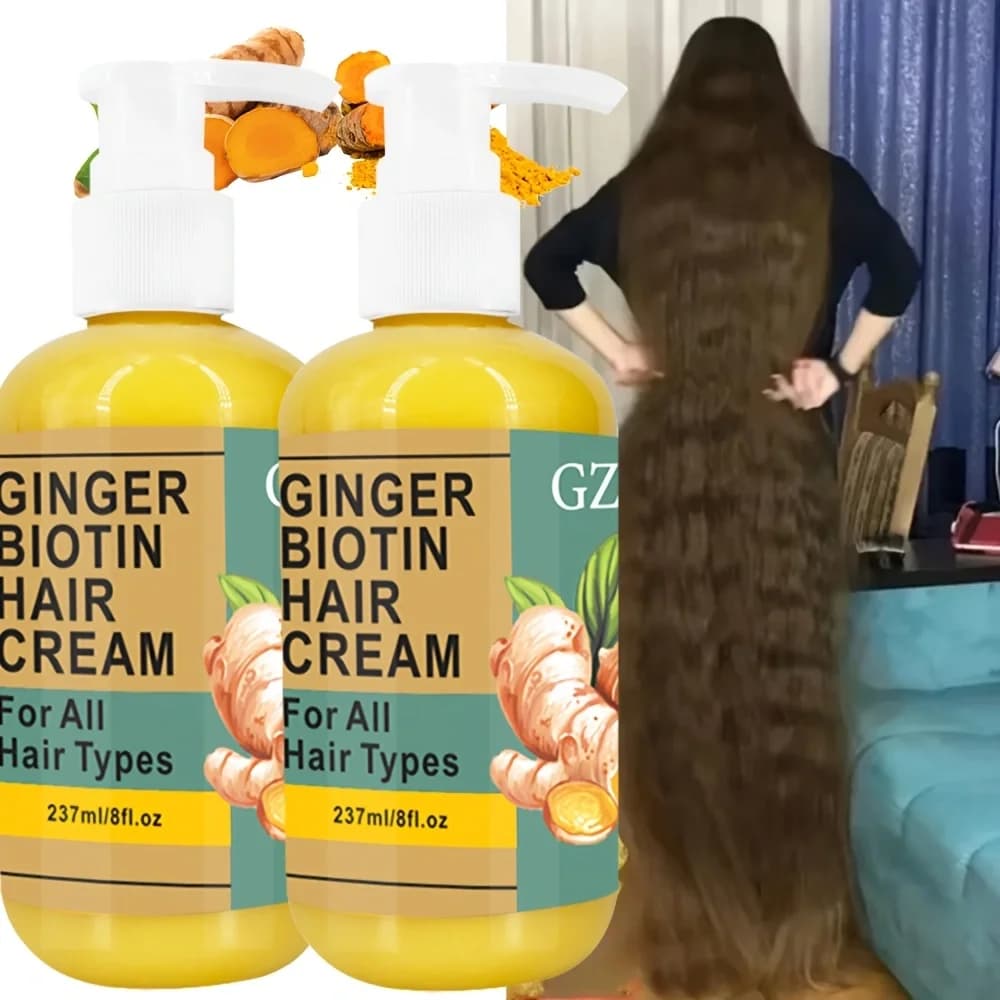 Pack of 2 GZE GINGER BIOTIN HAIR CREAM Hair mask Strengthens hydration for damaged hair