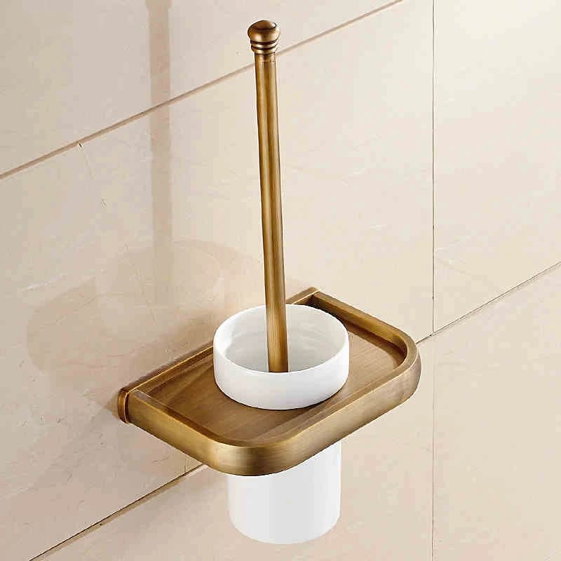 Porta scopino 5 colori Set scopino e porta scopino in ottone massiccio Accessori da bagno in ceramica montati a parete Scopino WC F81397