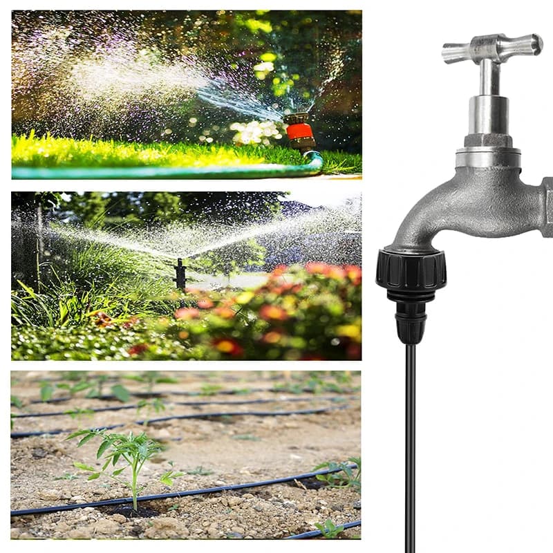 Adattatore per tubo da giardino da 3/4 a 1/4 pollici, connettore per tubi di irrigazione a goccia con design a blocco a barbetta per rubinetto da giardino, accessori da giardino, 5 pezzi