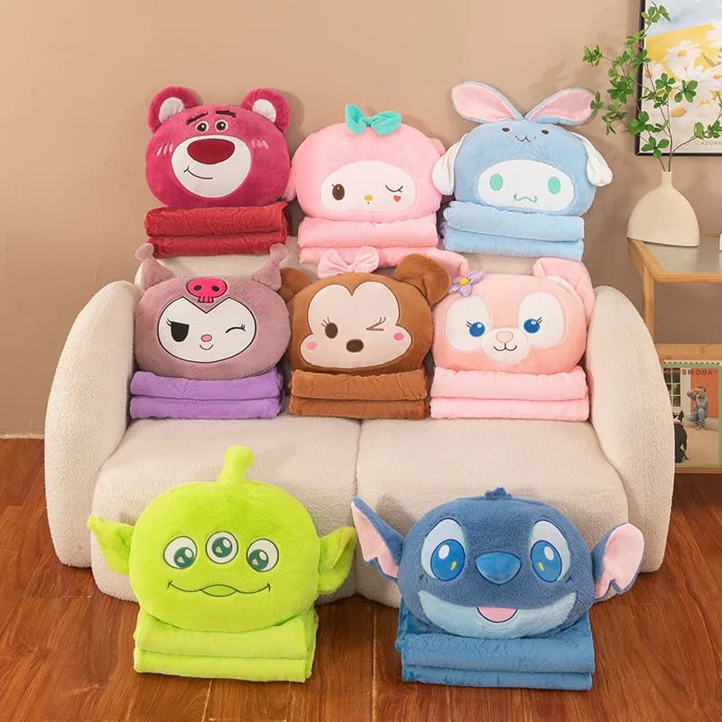 Coperta da pisolino per bambola con cuscino Sanrio cartone animato Coperta da viaggio portatile addensata Coperta per aria condizionata