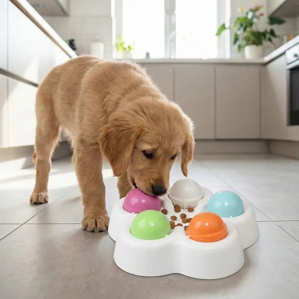 Dispenser di Cibo per Animali Domestici Rotante a Puzzle, Base Stabile, Ciotola Interattiva per Cani per Nascondere il Cibo, Piatto per Gatti in Plastica Colorata, Ciotola per Gatti